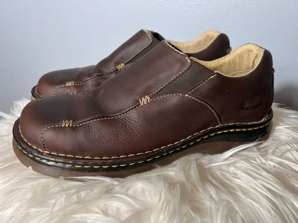 Doc Dr Martens Pebbled Leather Slip-on Loafers Men's Size 11 M Brown Style 11233